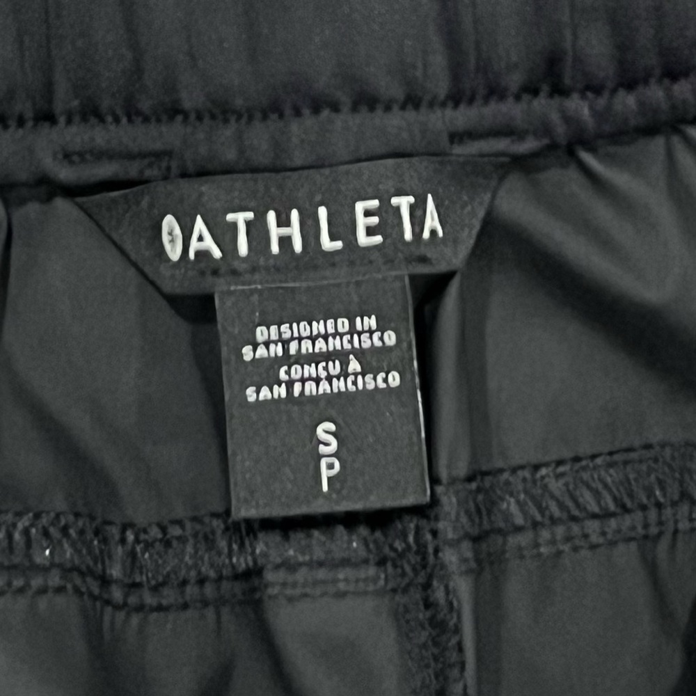 Athleta Rise Pant Black Small Relaxed Fit Track Pants Mid Rise Bungee Hem - Picture 8 of 10